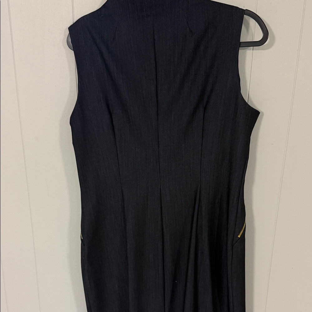 Calvin Klein Black Sleeveless Sheath Dress with Gold Zipper Accents Size 14 - Picture 4 of 4
